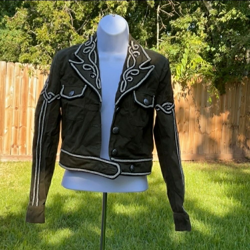 Take 50% OFF- XOXO Silver Embroidered Cropped Jacket, Size-XS